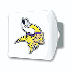 Minnesota Vikings White Metal Hitch Cover with  3D Color Emblem