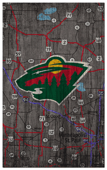 Minnesota Wild 11x19 City Map Sign