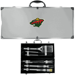 Minnesota Wild 8 pc Stainless Steel BBQ Set w/Metal Case