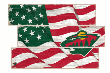 Minnesota Wild American Flag 3 Plank