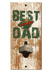Minnesota Wild Best Dad Bottle Opener   Wood Sign