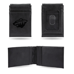 Minnesota Wild Black Laser Engraved Front Pocket Wallet