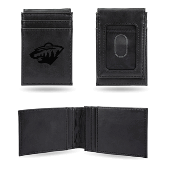Minnesota Wild Black Laser Engraved Front Pocket Wallet