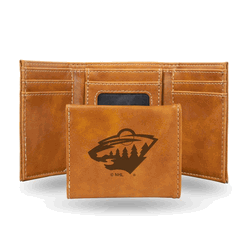 Minnesota Wild Brown Laser Engraved Faux Leather Trifold