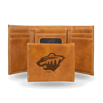 Minnesota Wild Brown Laser Engraved Faux Leather Trifold