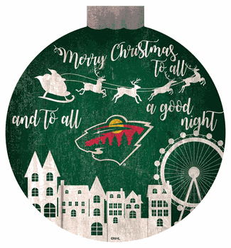 Minnesota Wild Christmas Village 12in Wall Art