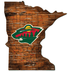 Minnesota Wild Distressed State Cutout Sign