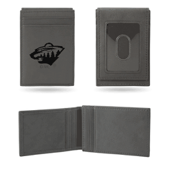 Minnesota Wild Gray Laser Engraved Front Pocket Wallet