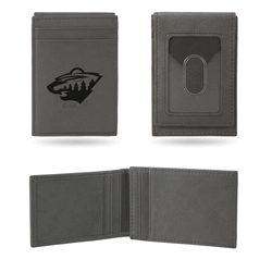 Minnesota Wild Gray Laser Engraved Front Pocket Wallet