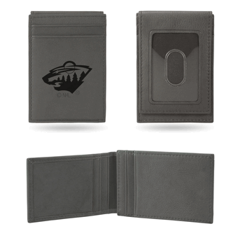 Minnesota Wild Gray Laser Engraved Front Pocket Wallet