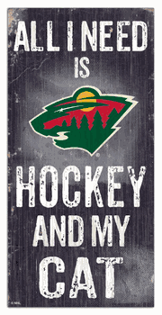 Minnesota Wild Hockey and My Cat 6x12 Sign
