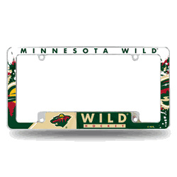 Minnesota Wild Primary 12" x 6" Chrome All Over Automotive License Plate Frame for Car/Truck/SUV
