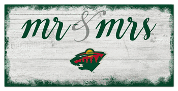 Minnesota Wild Script Mr & Mrs 6x12 Sign