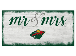 Minnesota Wild Script Mr & Mrs 6x12 Sign