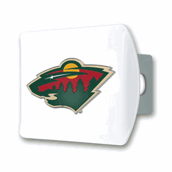 Minnesota Wild White Metal Hitch Cover with  3D Color Emblem