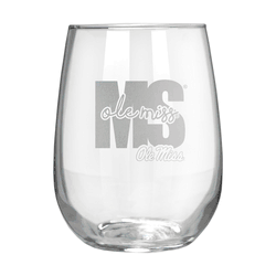 Mississippi Rebels 17oz Stemmless Wine Glass
