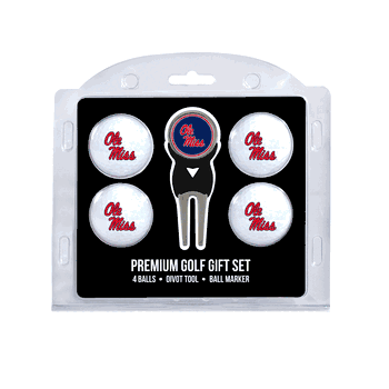 Mississippi Rebels 4 Ball Gift Set + Divot Tool & Marker