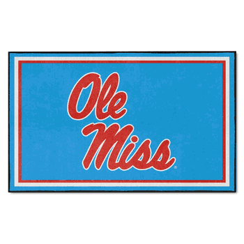 Mississippi Rebels 4ft. x 6ft. Plush Area Rug, Light Blue Alternate