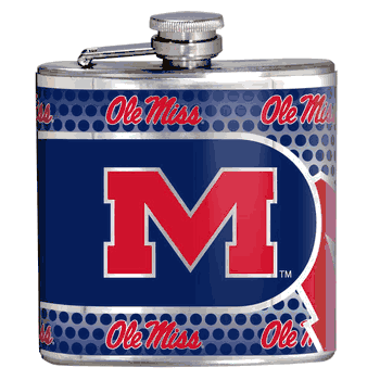 Mississippi Rebels 6oz Stainless Steel Flask with Metallic Graphics