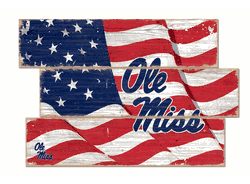 Mississippi Rebels American Flag 3 Plank
