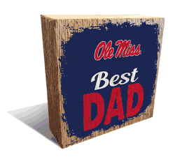 Mississippi Rebels Best Dad 6x6 Wood Block