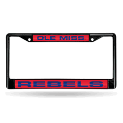 Mississippi Rebels Black 12" x 6" Black Laser Cut Chrome Frame