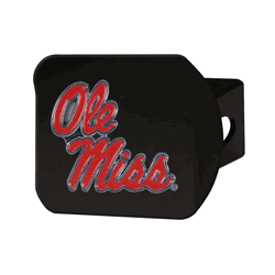 Mississippi Rebels Black Metal Hitch Cover - 3D Color Emblem