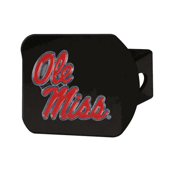 Mississippi Rebels Black Metal Hitch Cover - 3D Color Emblem