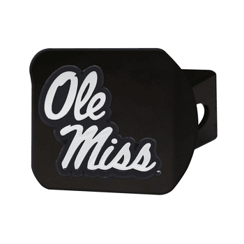 Mississippi Rebels Black Metal Hitch Cover with Metal Chrome 3D Emblem