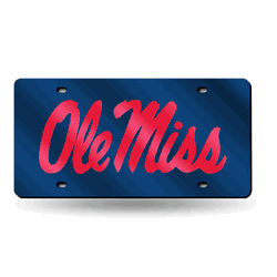 Mississippi Rebels Blue 12" x 6" Laser Cut Tag For Car/Truck/SUV