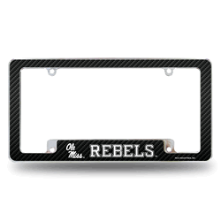 Mississippi Rebels Carbon Fiber 12" x 6" Chrome All Over Automotive License Plate Frame