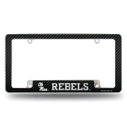 Mississippi Rebels Carbon Fiber 12" x 6" Chrome All Over Automotive License Plate Frame for Car/Truck/SUV