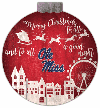 Mississippi Rebels Christmas Village 12in Wall Art