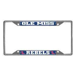 Mississippi Rebels Chrome Metal License Plate Frame, 6.25in x 12.25in