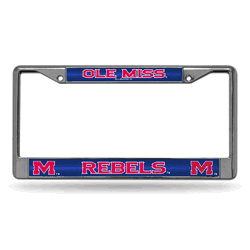 Mississippi Rebels Classic 12" x 6" Silver Bling Chrome Car/Truck/SUV Auto Accessory