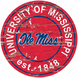 Mississippi Rebels Distressed Round Sign