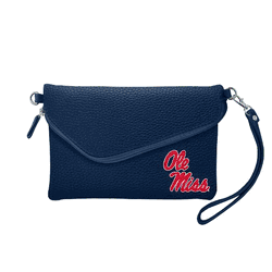 Mississippi Rebels Fold Over Crossbody Pebble Navy