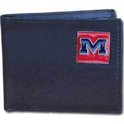 Mississippi Rebels Leather Bi-fold Wallet Packaged in Gift Box