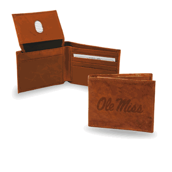 Mississippi Rebels Ole Miss Genuine Leather Billfold Wallet - 3.25