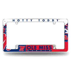 Mississippi Rebels Primary 12" x 6" Chrome All Over Automotive License Plate Frame for Car/Truck/SUV