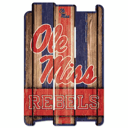 Mississippi Rebels Sign 11x17 Wood Fence Style