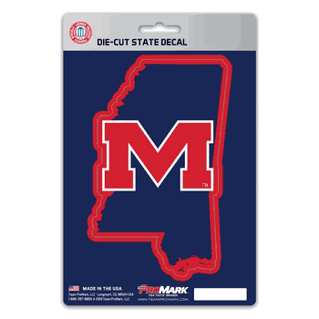 Mississippi Rebels Team State Shape Decal Sticker