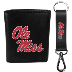 Mississippi Rebels Tri-fold Wallet & Strap Key Chain