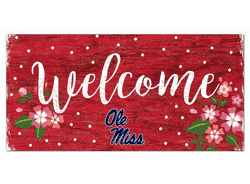 Mississippi Rebels Welcome Floral 6x12 Sign