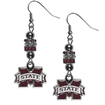 Mississippi St. Bulldogs Euro Bead Earrings