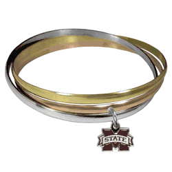 Mississippi St. Bulldogs Tri-color Bangle Bracelet