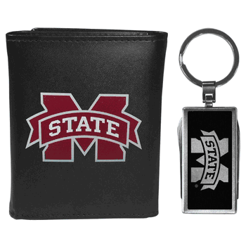 Mississippi St. Bulldogs Tri-fold Wallet & Multitool Key Chain, Black