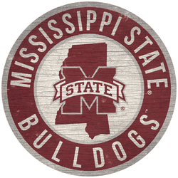 Mississippi State Bulldogs 12 in. Circle w/ State Sign