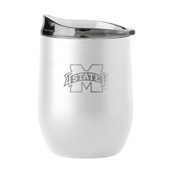 Mississippi State Bulldogs 16oz White Etch Powder Coat Curved Bev