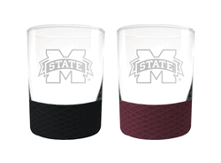 Mississippi State Bulldogs 2pc Laser Etched Commissioner Rocks Glass Set